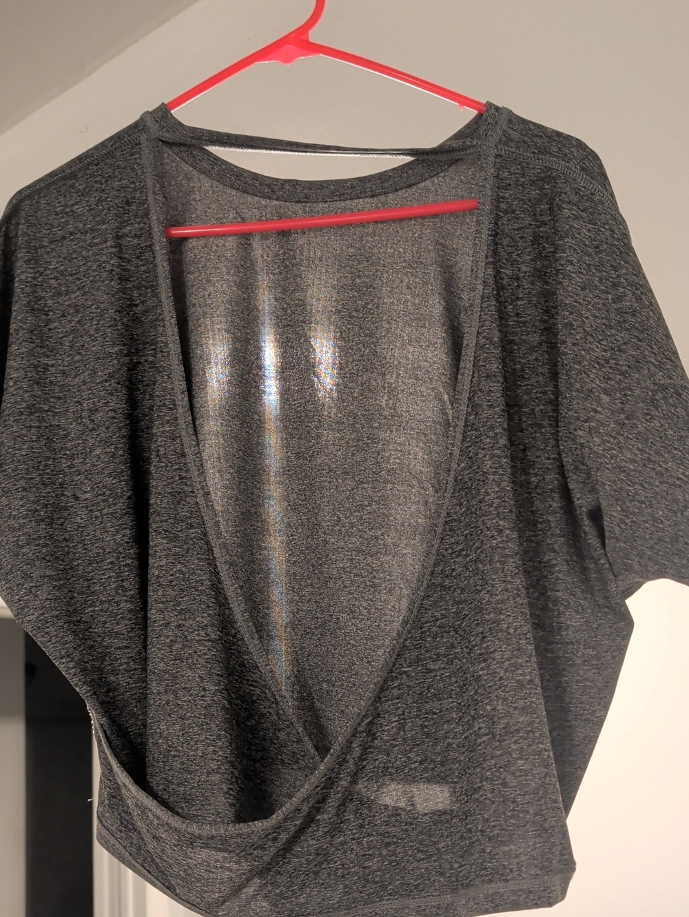 SHEIN Charcoal Gray Cropped Open-Back T-shirt